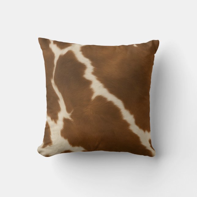 Modern Elegant Cow Faux Leather Collection Throw Pillow (Front)