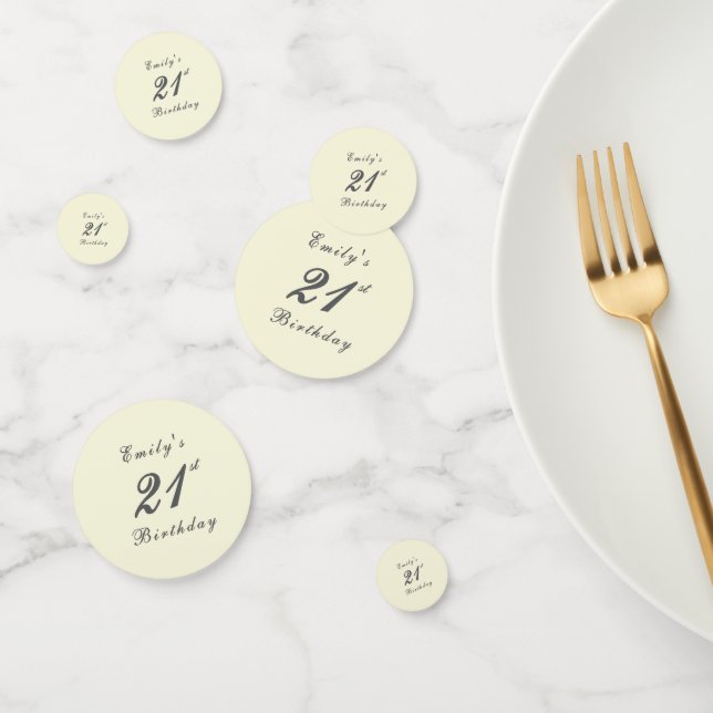 Modern Elegant Cream 21st Birthday Party Confetti (Group)