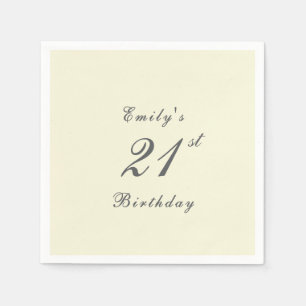 Modern Elegant Cream 21st Birthday Party Paper Napkins
