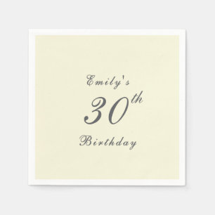 Modern Elegant Cream 30th Birthday Party Paper Napkins