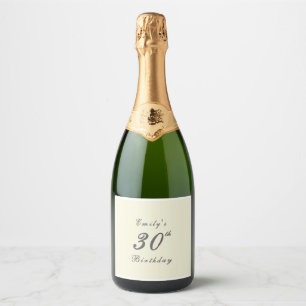 Modern Elegant Cream 30th Birthday Party Sparkling Wine Label