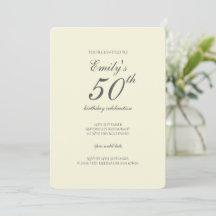Modern Elegant Cream 50th Birthday Party