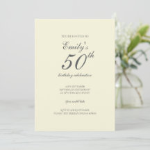 Modern Elegant Cream 50th Birthday Party
