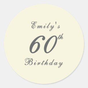 Modern Elegant Cream 60th Birthday Party Classic Round Sticker