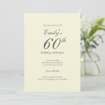 Modern Elegant Cream 60th Birthday Party