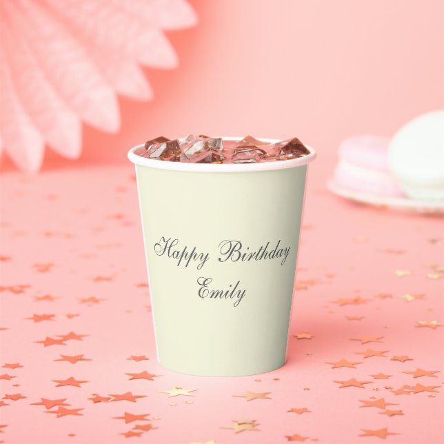 Modern Elegant Cream Birthday Party Paper Cups (Insitu)