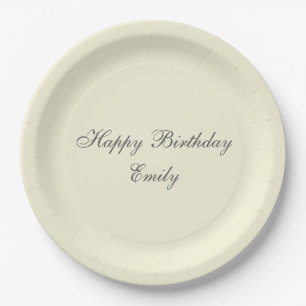 Modern Elegant Cream Birthday Party Paper Plates