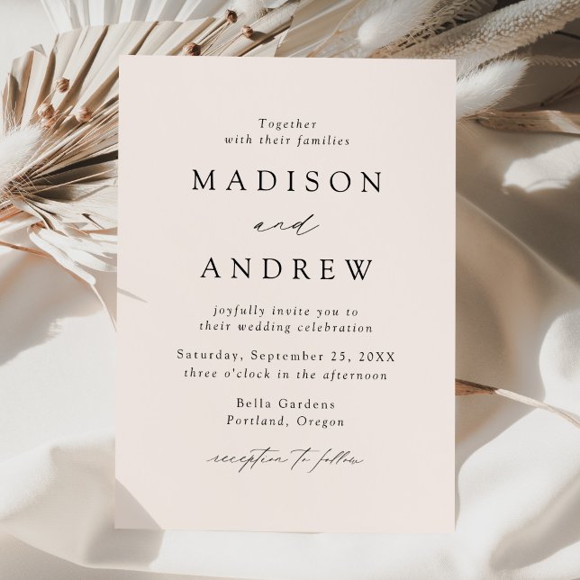 Modern Elegant Cream Minimalist Wedding Invitation (Creator Uploaded)