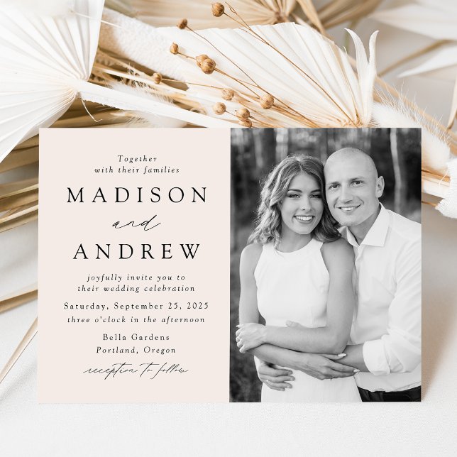 Modern Elegant Cream Photo Wedding Invitation (Creator Uploaded)
