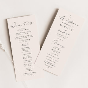 Modern Elegant Cream Wedding Program