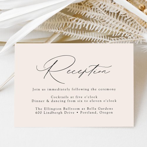 Modern Elegant Cream Wedding Reception Enclosure Card
