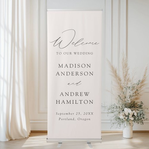 Modern Elegant Cream Wedding Welcome Retractable Banner