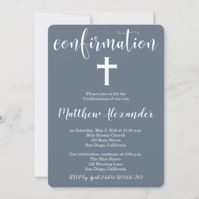 Modern Elegant Cross Confirmation Invitation (Front)