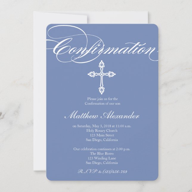 Modern Elegant Cross Confirmation Invitation (Front)