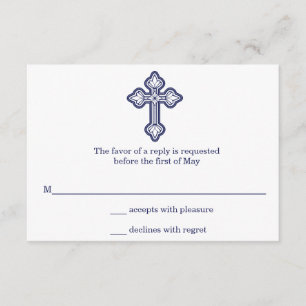 Modern Elegant Cross First Communion RSVP Card
