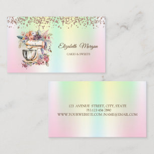 Modern Elegant Cupcake,Sweets,Bakery Holographic Business Card
