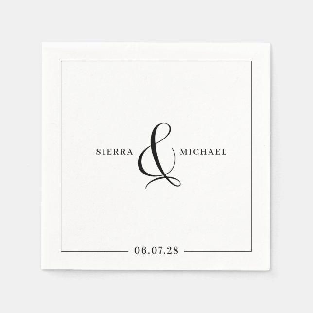 Modern Elegant Custom Anniversary Party or Wedding Napkins (Front)