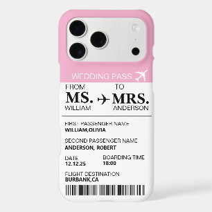Modern Elegant Custom Bride To Be Boarding Pass iP iPhone 17 Pro Max Case