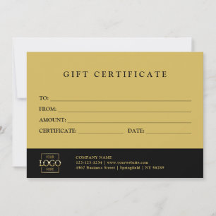 Modern Elegant Custom Business Gift Certificate