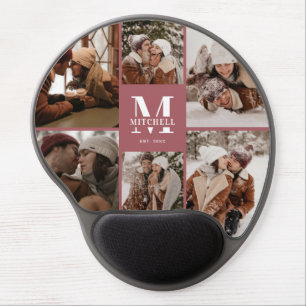 Modern Elegant Custom Family Photo Collage Gel Mouse Pad