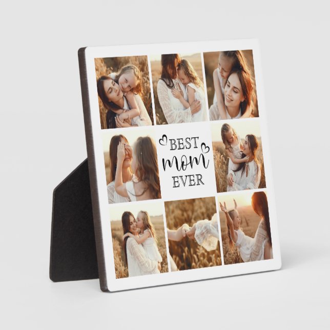 Modern Elegant Custom Family Photo Gift for Mom Plaque (Front)