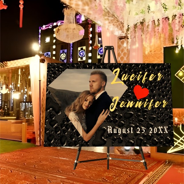 Modern Elegant Custom Golden Diamond Wedding Sign (Creator Uploaded)