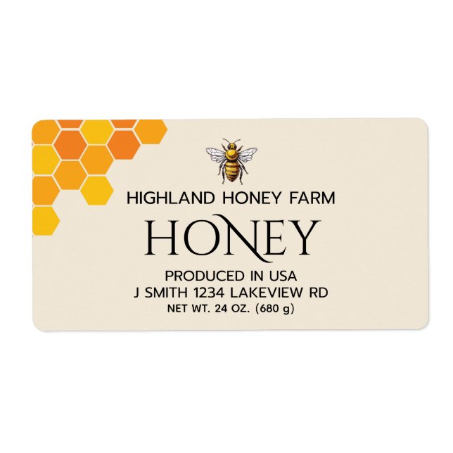  Modern Elegant Custom Honey Labels (Front)