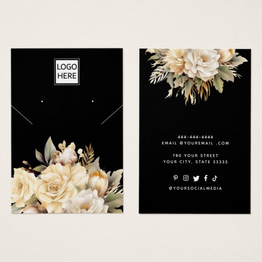 Modern Elegant custom jewelry earring display card (Front & Back)