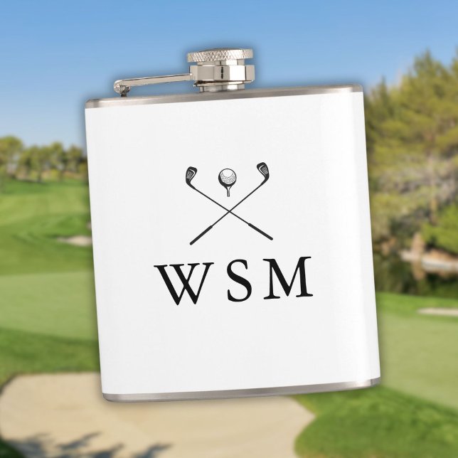 Modern Elegant Custom Monogram Golf Clubs  Flask (Modern Elegant Custom Monogram Golf Clubs Flask)