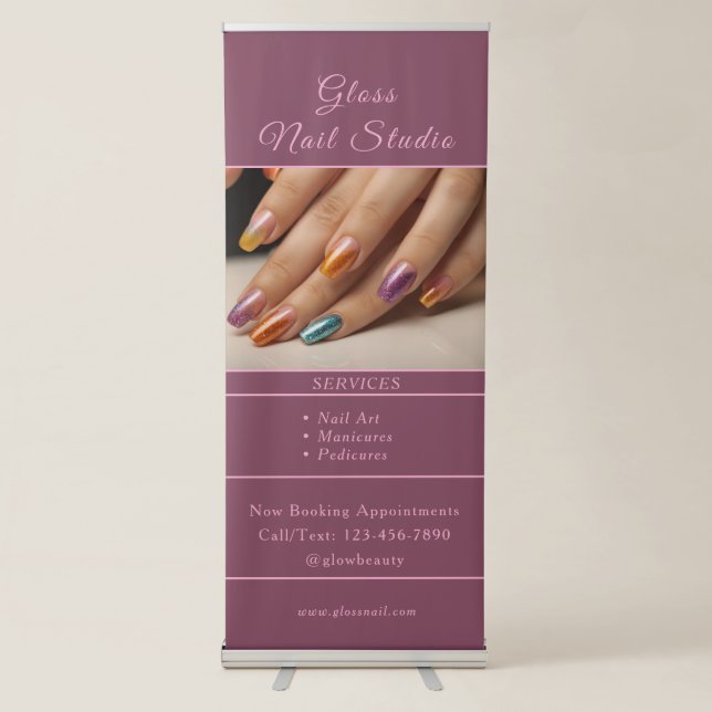 Modern Elegant Custom Nail Retractable Banner (Front)