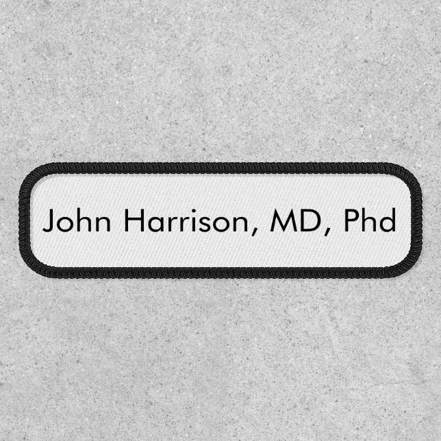 Modern Elegant Custom name text black white Patch (Front)