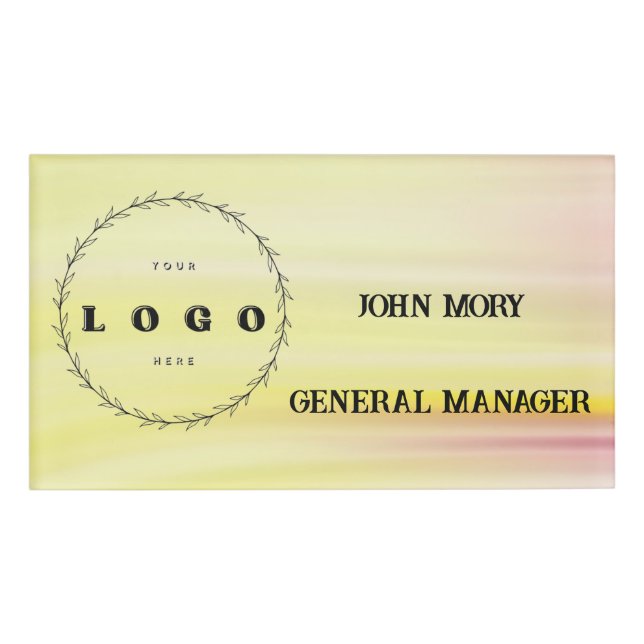 modern Elegant Custom Name Title Employee  Tag (Front)