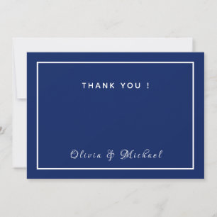 Modern Elegant Custom Navy Thank You Card