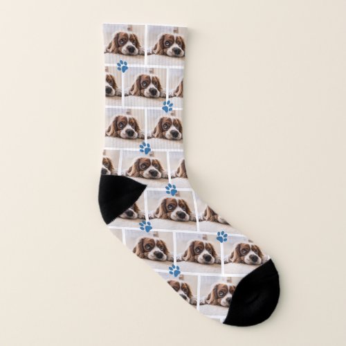 Modern Elegant Custom Pet Photo Pattern Socks