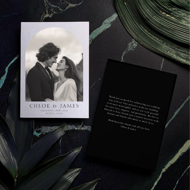 Modern Elegant Custom Photo Arch Wedding Thank You Card (Creator Uploaded)