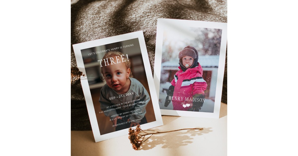 Modern Elegant Custom Photo Birthday Invitation | Zazzle