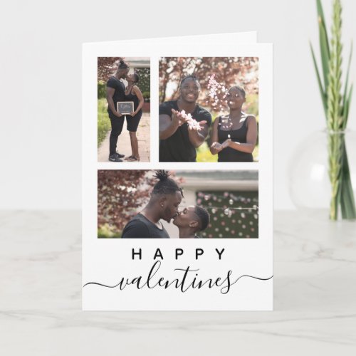 Modern Elegant Custom Photo Collage Valentines Day Card