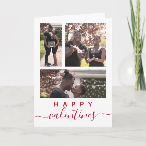 Modern Elegant Custom Photo Collage Valentines Day Card