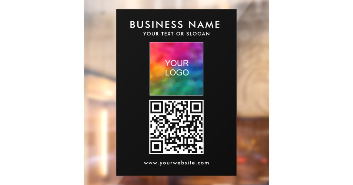 Modern Elegant Custom QR Code Business Logo Window Cling | Zazzle