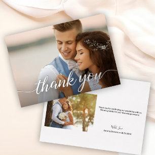 Modern elegant Custom Wedding photos silver Foil Holiday Card