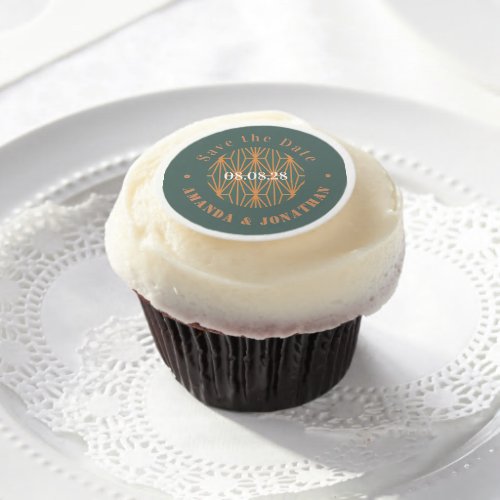 Modern Elegant Custom Wedding Save the Date Edible Frosting Rounds