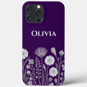 Modern elegant cute girly simple wildflowers iPhone 13 pro max case