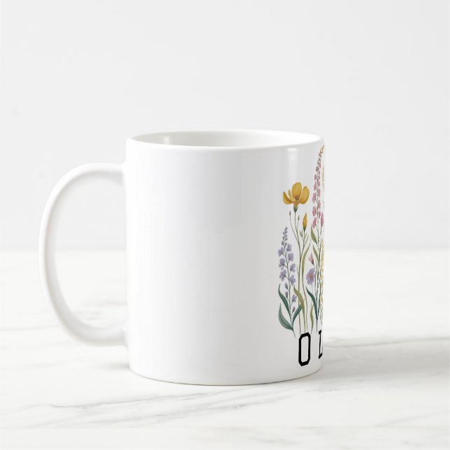 Modern elegant cute girly simple wildflowers  coffee mug (Left)
