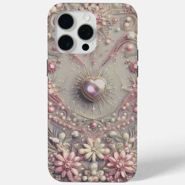 Modern elegant cute golden pearls Valentine’s Day Case-Mate iPhone Case (Back)