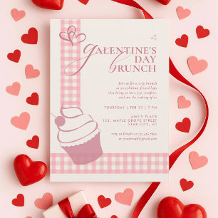 Modern Elegant Cute Pink Typography Galentines Day Invitation