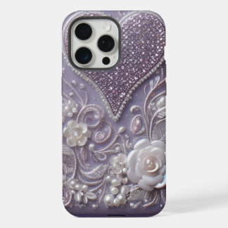 Modern elegant cute purple pearls Valentine’s Day iPhone 15 Pro Max Case