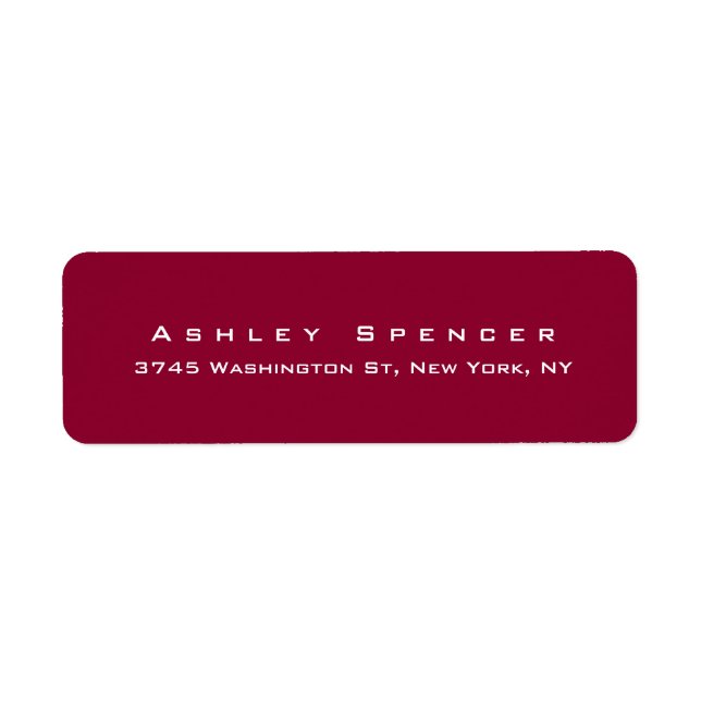 Modern Elegant Cute Unique Dark Red Colored Label (Front)