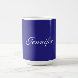 Modern Elegant Cute Unique Deep Blue Calligraphy Coffee Mug