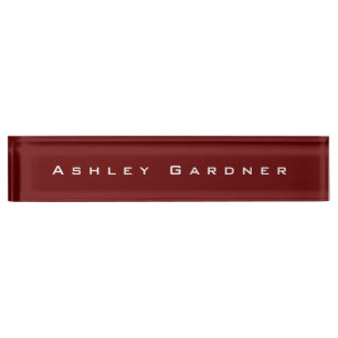 Modern Elegant Cute Unique Stylish Dark Red Color Desk Name Plate
