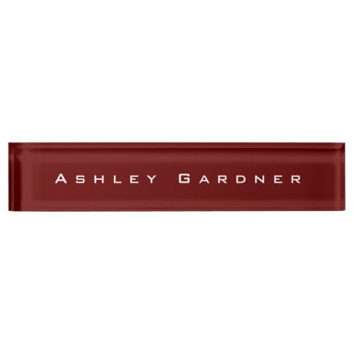 Modern Elegant Cute Unique Stylish Dark Red Color Desk Name Plate